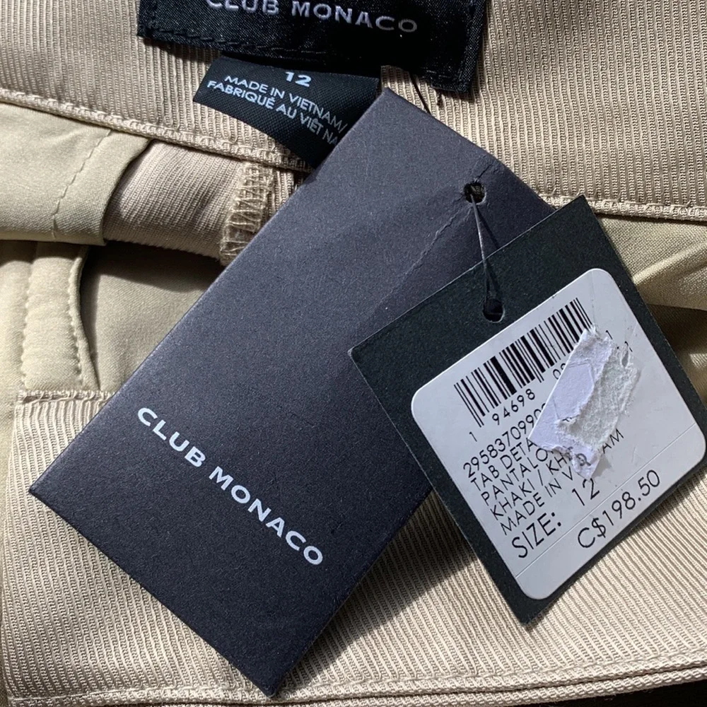 ❤️❤️❤️ Club Monaco Tab Detail khaki (beige) Pants size 12 ❤️❤️❤️ - Picture 6 of 7